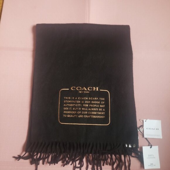Coach Black Cashmere Winter Scarf Unisex NWT - Picture 2 of 6
